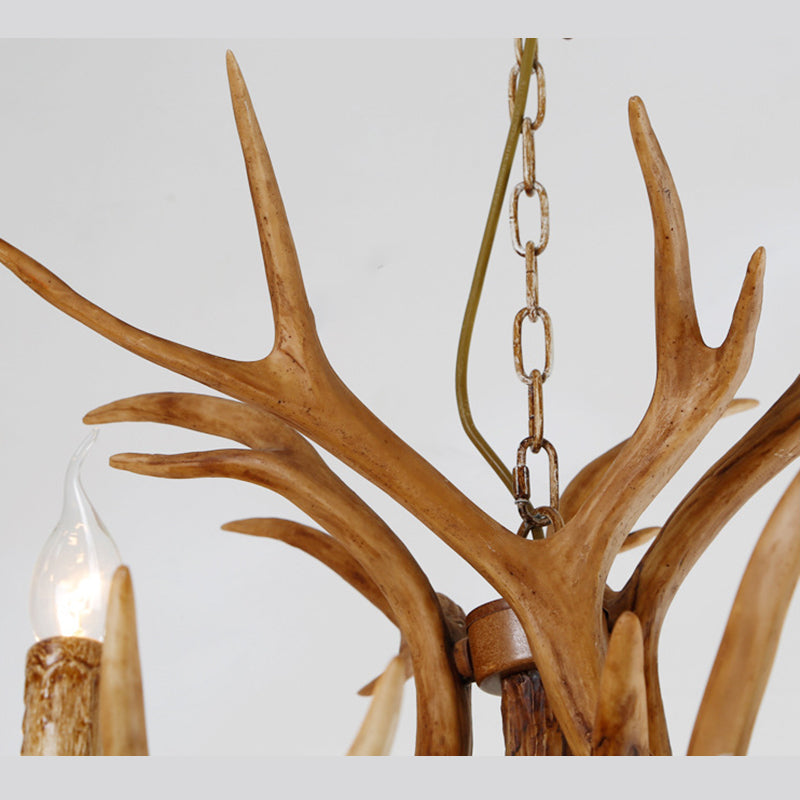 6-Light Antler Pendant Light in Traditional Vintage Style Sputnik Resin Chandelier for Interior Spaces