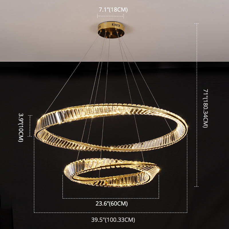 Gold Crystal Hanging Pendant Lights Contemporary style Tiered Hanging Lamps for Living Room