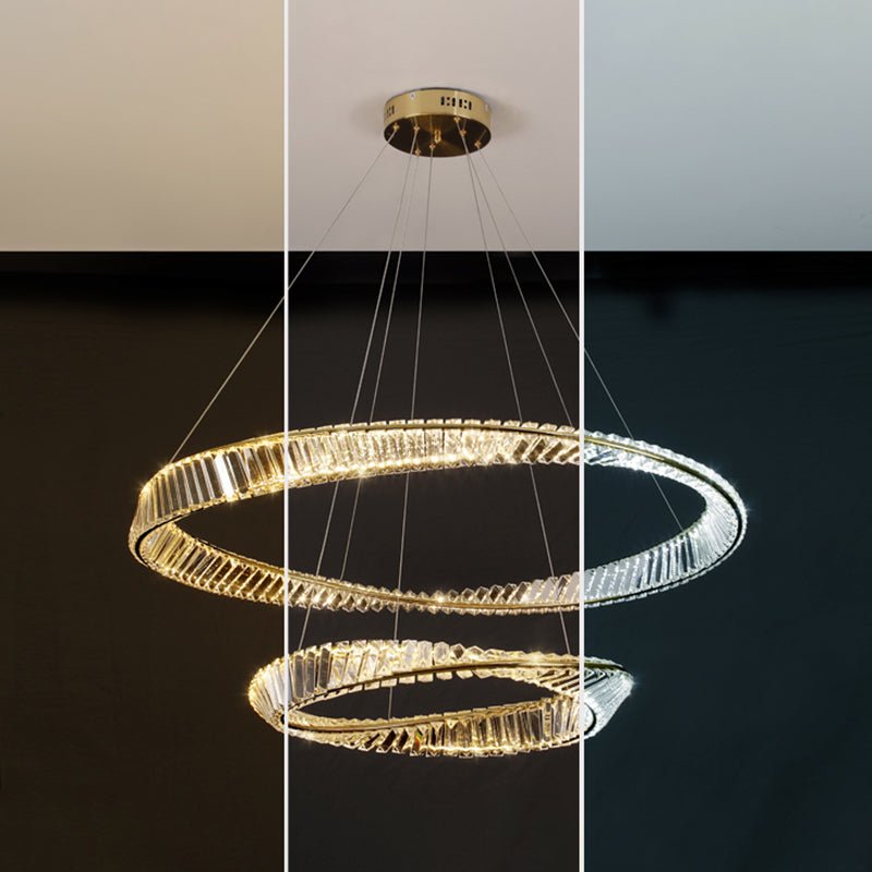 Gold Crystal Hanging Pendant Lights Contemporary style Tiered Hanging Lamps for Living Room