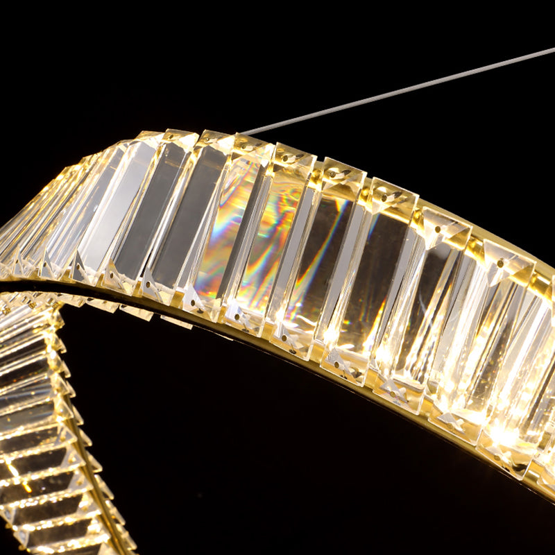 Gold Crystal Hanging Pendant Lights Contemporary style Tiered Hanging Lamps for Living Room