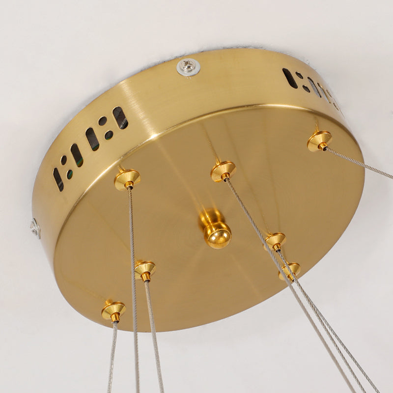 Gold Crystal Hanging Pendant Lights Contemporary style Tiered Hanging Lamps for Living Room