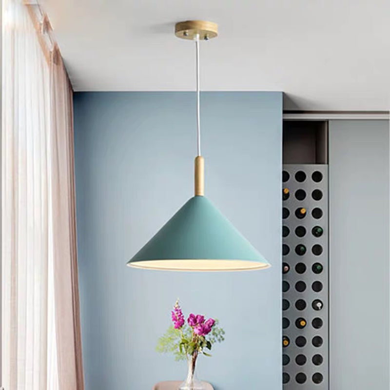 6-Color Optional Macaroon Simplicity Hanging Lamp Cone Shade Nordic Style Lighting Pendant for Dining Room