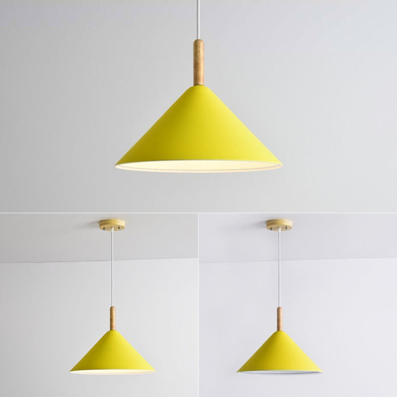 6-Color Optional Macaroon Simplicity Hanging Lamp Cone Shade Nordic Style Lighting Pendant for Dining Room