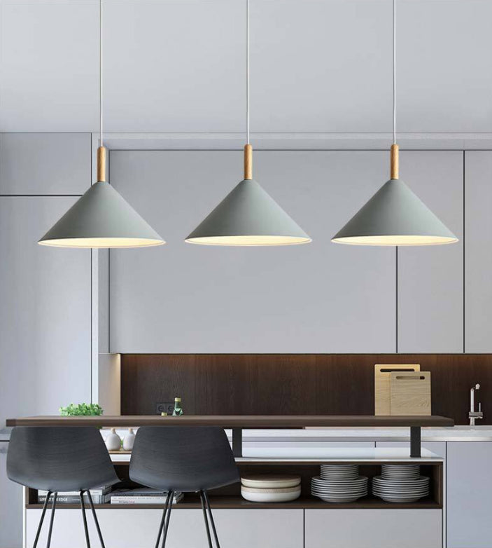 6-Color Optional Macaroon Simplicity Hanging Lamp Cone Shade Nordic Style Lighting Pendant for Dining Room