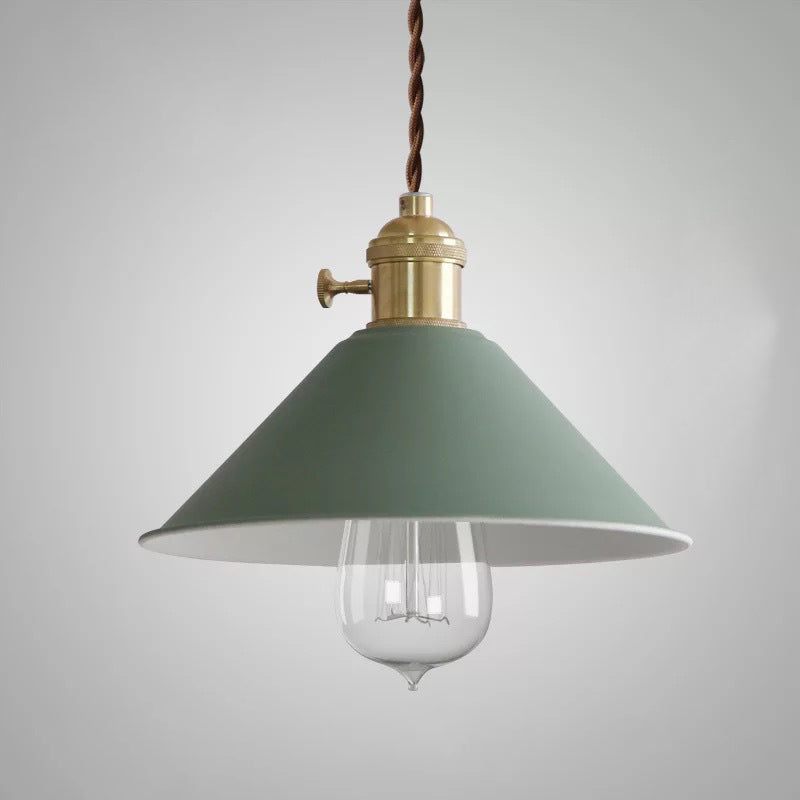 7.8 "brede Noordse stijl Macaroon Hanglight metalen kegel schaduw enkele lampverlichtingshanger met messing roterende schakelaar