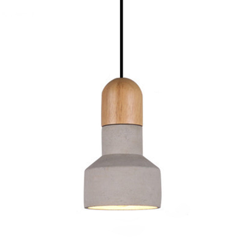 1-Light Creative Ciment Hanging Light Modern Simplicité Pendentif Pendant en bois pour les restaurants de bar