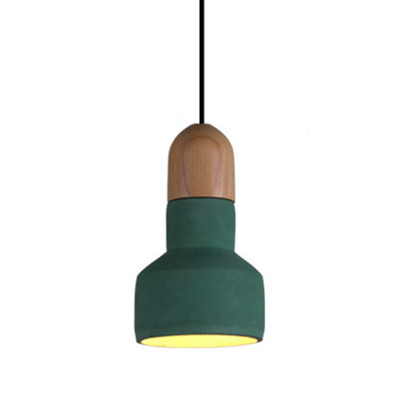 1-Light Creative Ciment Hanging Light Modern Simplicité Pendentif Pendant en bois pour les restaurants de bar