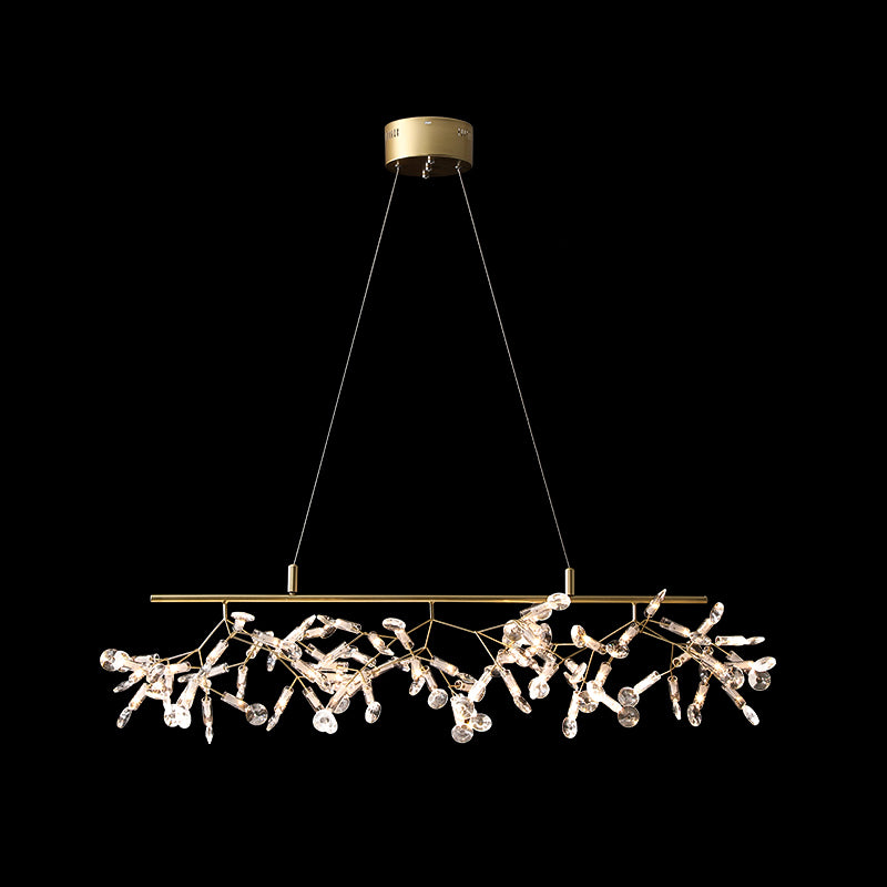 Contemporary Firefly Linear Island Lighting Fixtures Gold Crystal Hanging Pendant Lights