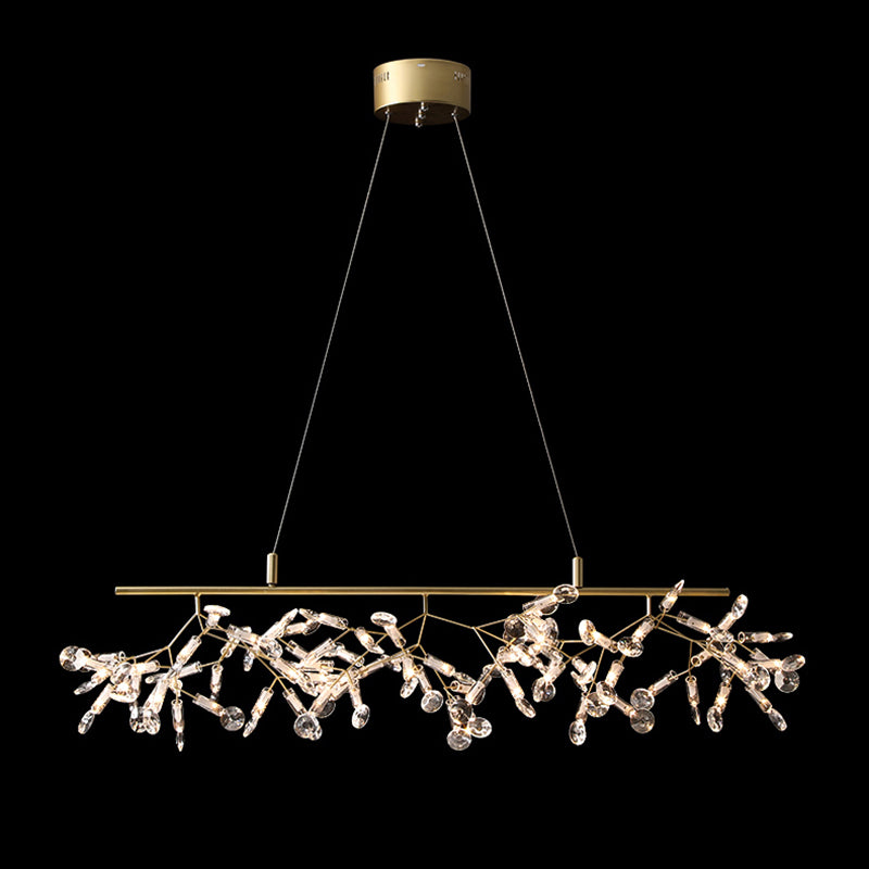 Contemporary Firefly Linear Island Lighting Fixtures Gold Crystal Hanging Pendant Lights