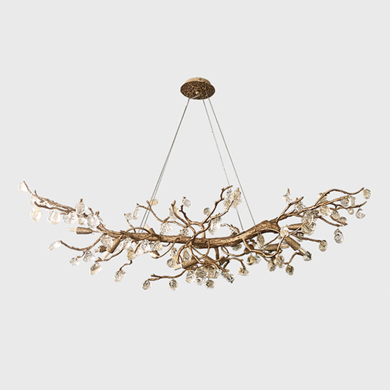 Flor de cristal de latón Estilo contemporáneo colgante de colgantes de luz lineal colgantes