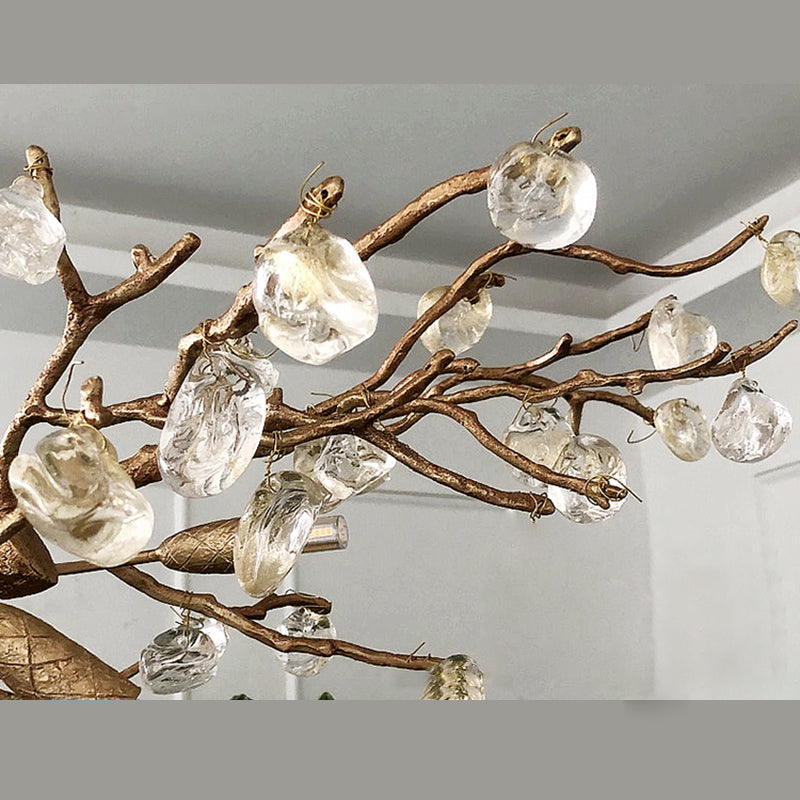Flor de cristal de latón Estilo contemporáneo colgante de colgantes de luz lineal colgantes