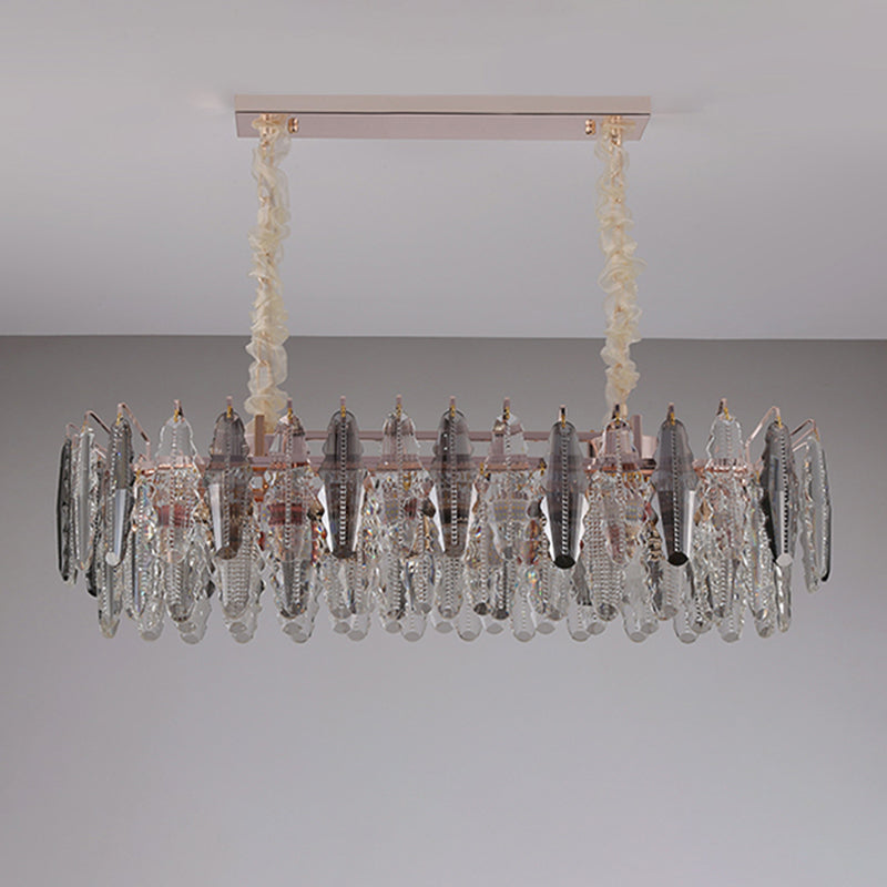 Gold Beveled K9 Crystal Linear Hanging Light Fixtures Contemporary Island Lighting Fixtures