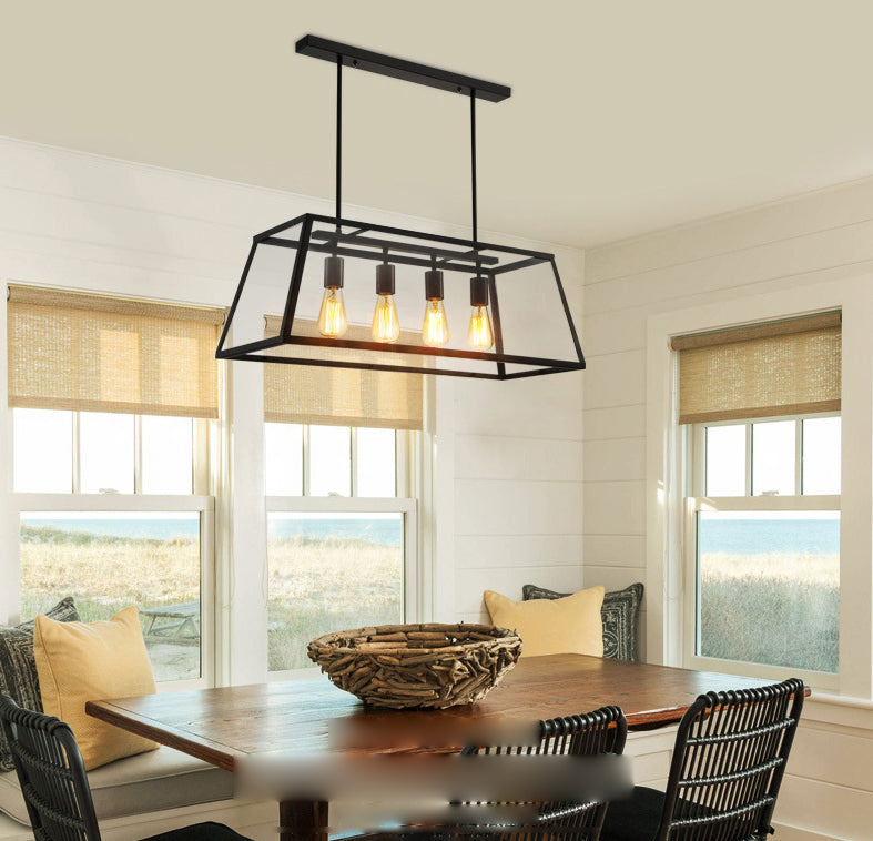 Glass 4 Lights Island Candelier Light Lights Lights Lightings para comedor