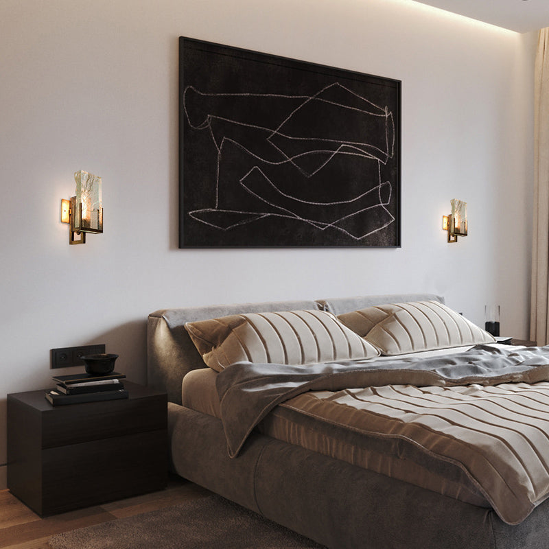 Postmodern Creative Ice Cube Lámpara de pared de cristal Lámpara bronceada Simplicity Light para pasillo de escalera