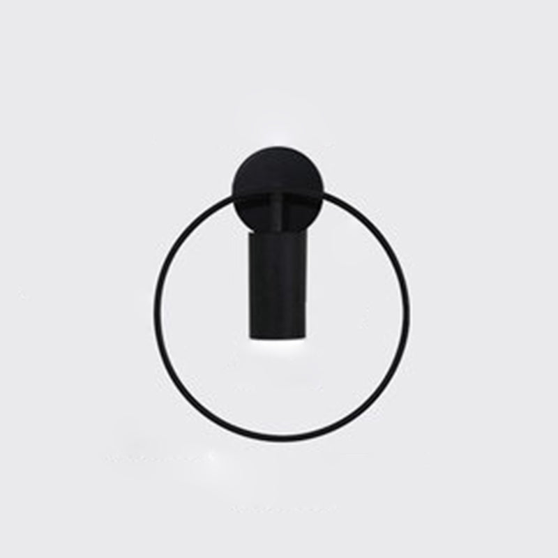 Minimalism Round Line Wall Mount Light 13" Height Postmodern Style Metal Bedside Lamp for Bedroom