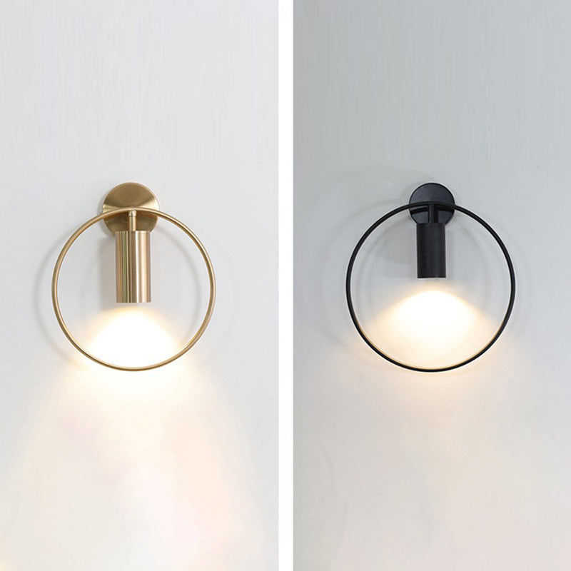 Minimalism Round Line Wall Mount Light 13" Height Postmodern Style Metal Bedside Lamp for Bedroom