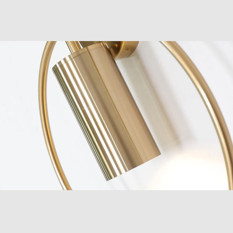 Minimalism Round Line Wall Mount Light 13" Height Postmodern Style Metal Bedside Lamp for Bedroom