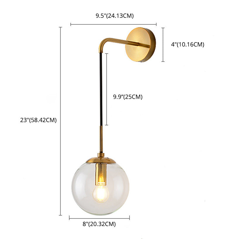 Smoke Grey Globe Glass Sconce Light Modern Style Minimalism 1-Light Wall Mount Lamp for Bedroom