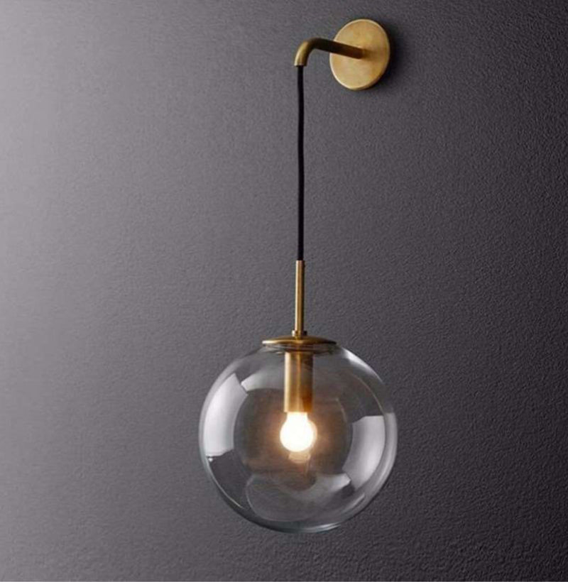 Smoke Grey Globe Glass Sconce Light Modern Style Minimalism 1-Light Wall Mount Lamp for Bedroom