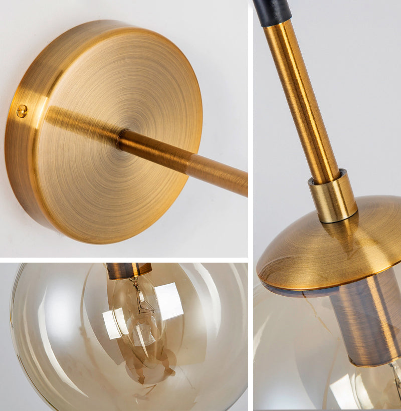 Smoke Grey Globe Glass Sconce Light Modern Style Minimalism 1-Light Wall Mount Lamp for Bedroom