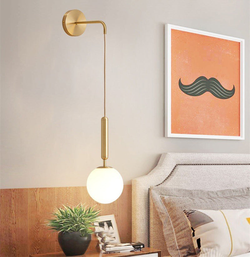 6" Diameter Orb Glass Shade Simplicity Wall Lamp 1-Light Nordic Style Bedside Sconce Lights