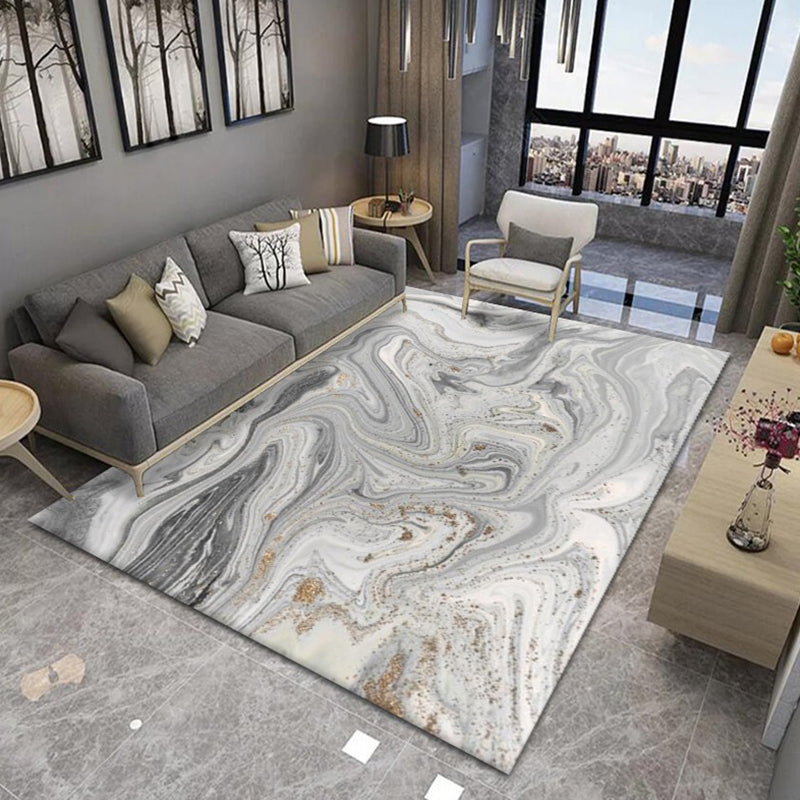Abstract Area Rug Polyester Ink Painting Rug Non-Slip Backing Carpet for Living Room