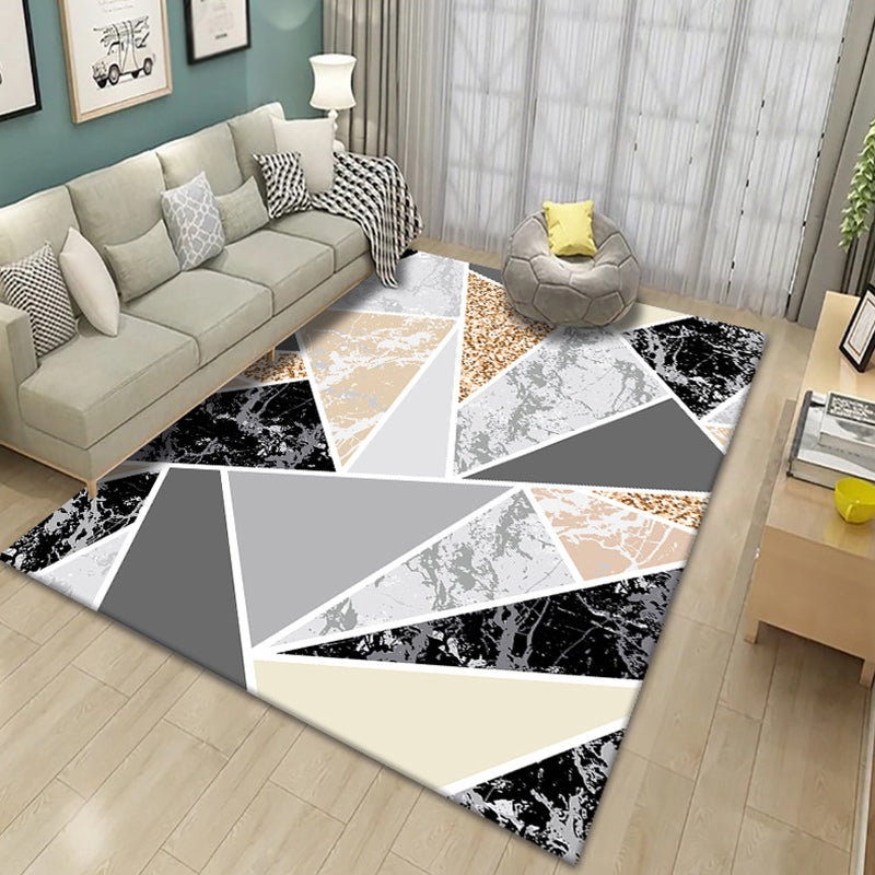 Marble Print Indoor Rug Polyester Modern Rug Stain Resistant Carpet for Living Room