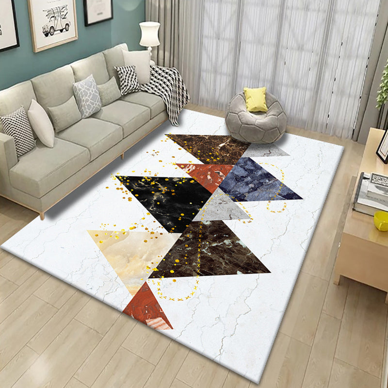 Marble Print Indoor Rug Polyester Modern Rug Stain Resistant Carpet for Living Room