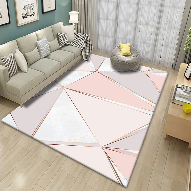 Marble Print Indoor Rug Polyester Modern Rug Stain Resistant Carpet for Living Room