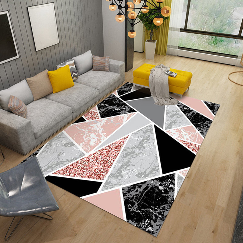 Marble Print Rug Polyester Contemporary Area Carpet Washable Area Rug for Living Room, Bedroom