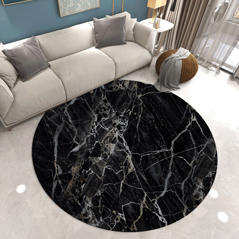 Abstract Printing Area Rug Polyester Round Carpet Non-Slip Backing Rug for Living Room
