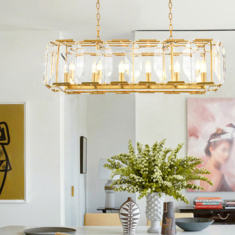 Rectángulo Corte Crystal Island colgante lineal Luces colgantes de la isla de la sala de estar moderna