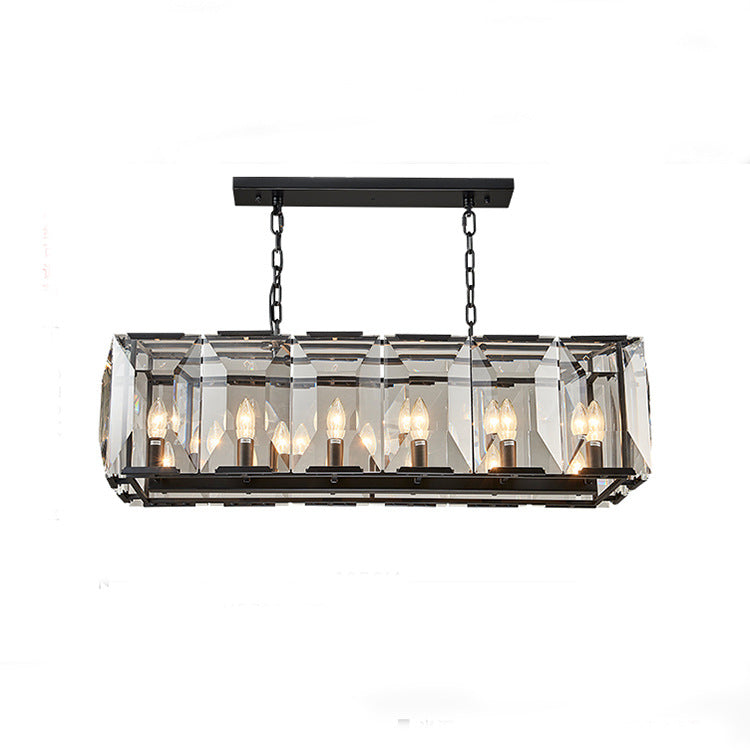 Rectángulo Corte Crystal Island colgante lineal Luces colgantes de la isla de la sala de estar moderna