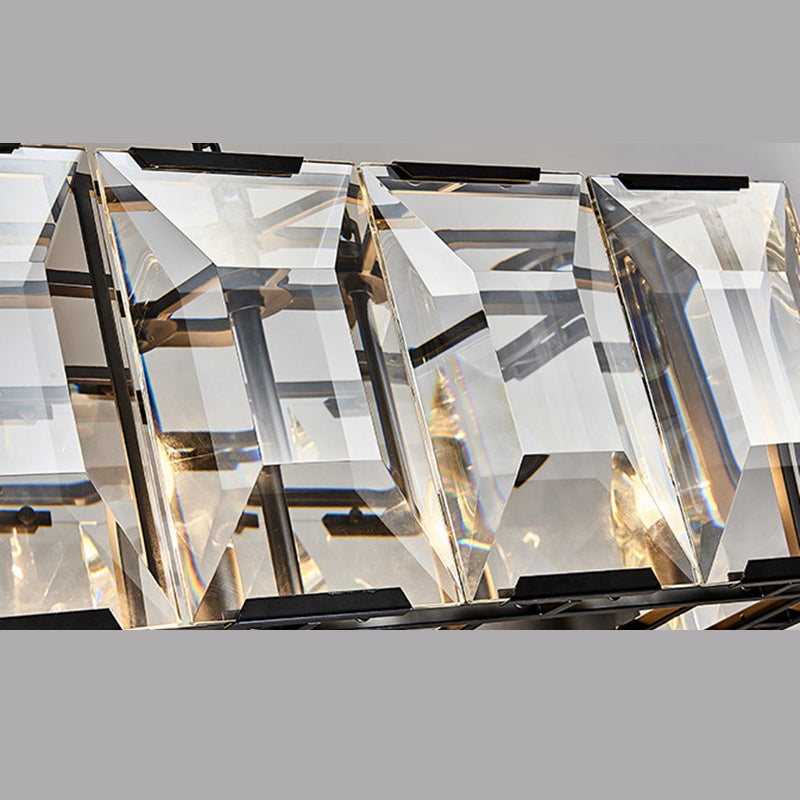 Rectángulo Corte Crystal Island colgante lineal Luces colgantes de la isla de la sala de estar moderna