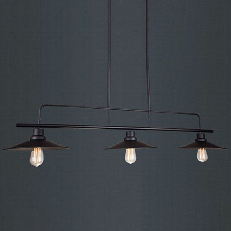 Luz colgante de isla de hierro forjado en la luz de techo interior geométrica de estilo industrial con marco de hierro