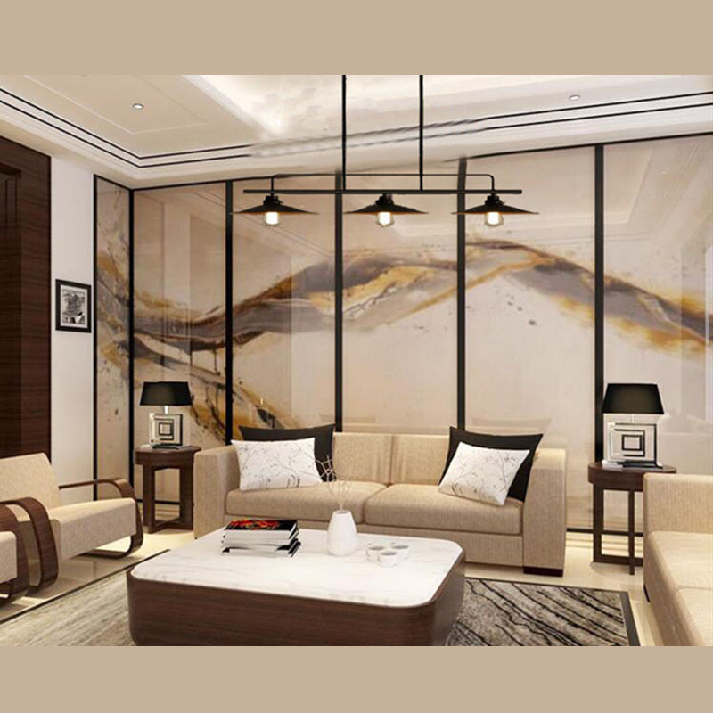 Luz colgante de isla de hierro forjado en la luz de techo interior geométrica de estilo industrial con marco de hierro