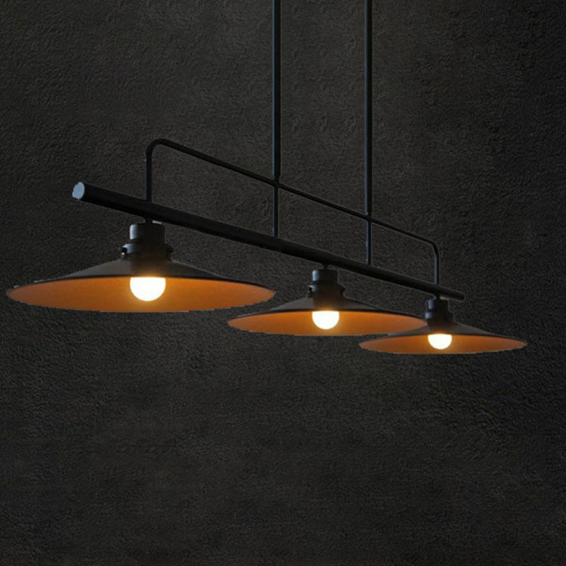 Luz colgante de isla de hierro forjado en la luz de techo interior geométrica de estilo industrial con marco de hierro