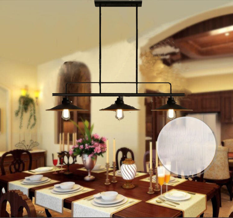 Luz colgante de isla de hierro forjado en la luz de techo interior geométrica de estilo industrial con marco de hierro