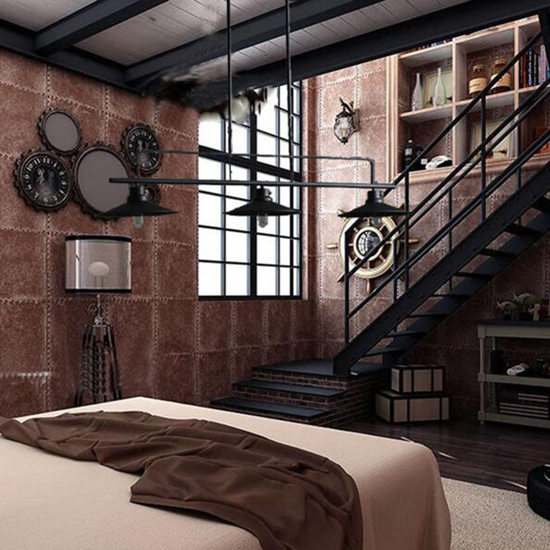 Luz colgante de isla de hierro forjado en la luz de techo interior geométrica de estilo industrial con marco de hierro