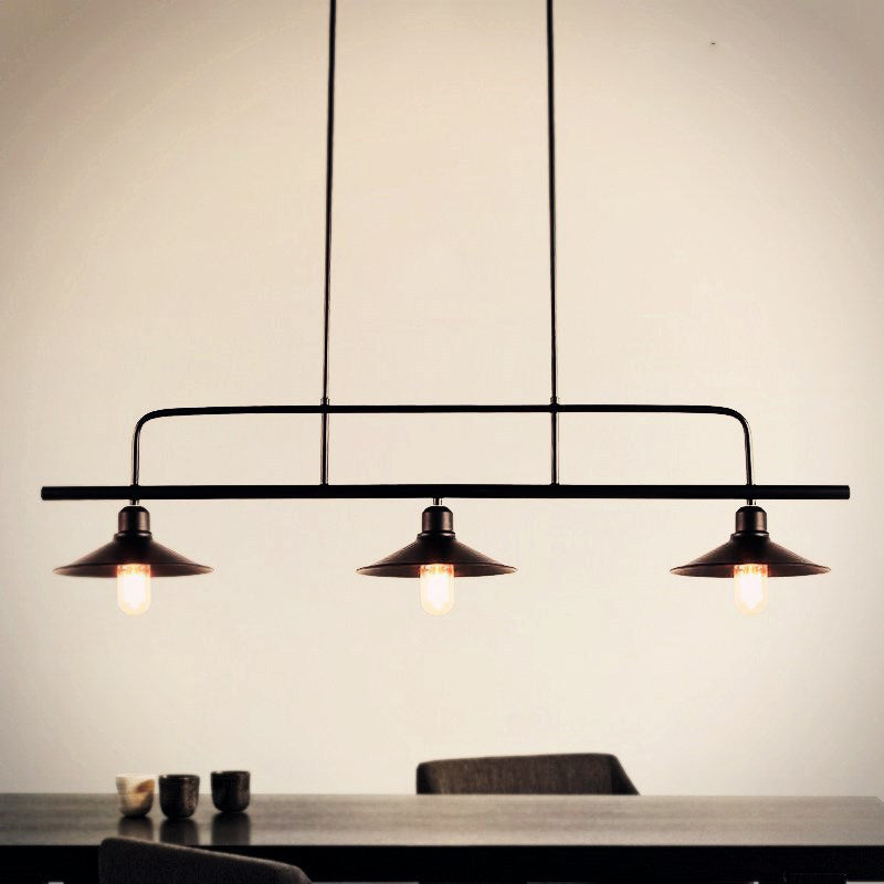 Black Geometric Island Pendant Light in Industrial Concise Style Wrought Iron Ceiling Light for Commercial Place