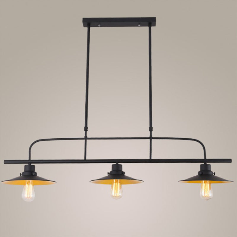 Black Geometric Island Pendant Light in Industrial Concise Style Wrought Iron Ceiling Light for Commercial Place