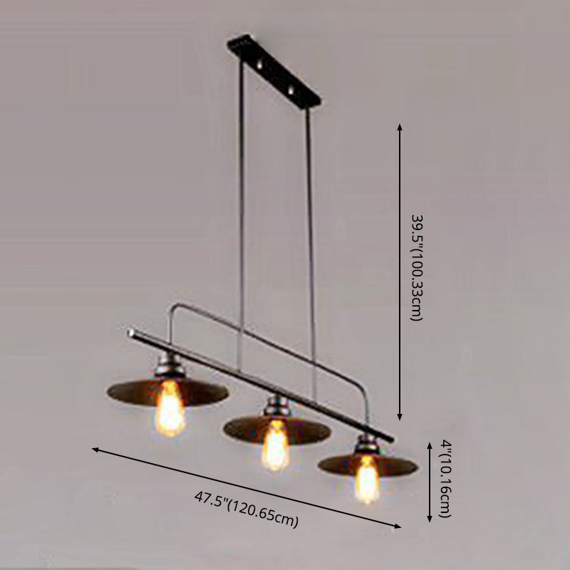 Black Geometric Island Pendant Light in Industrial Concise Style Wrought Iron Ceiling Light for Commercial Place