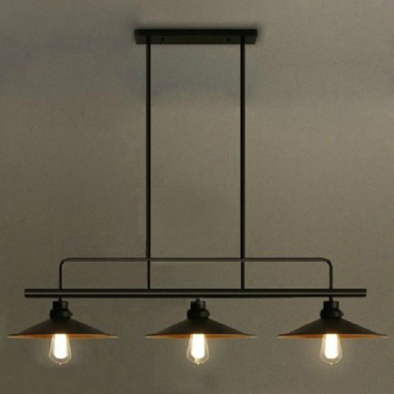 Black Geometric Island Pendant Light in Industrial Concise Style Wrought Iron Ceiling Light for Commercial Place