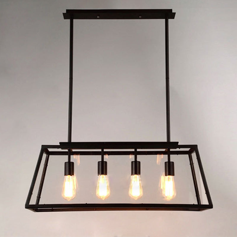 Vetro 4 luci isola a ciondolo luci trapezoids industrial isola lampade per bar