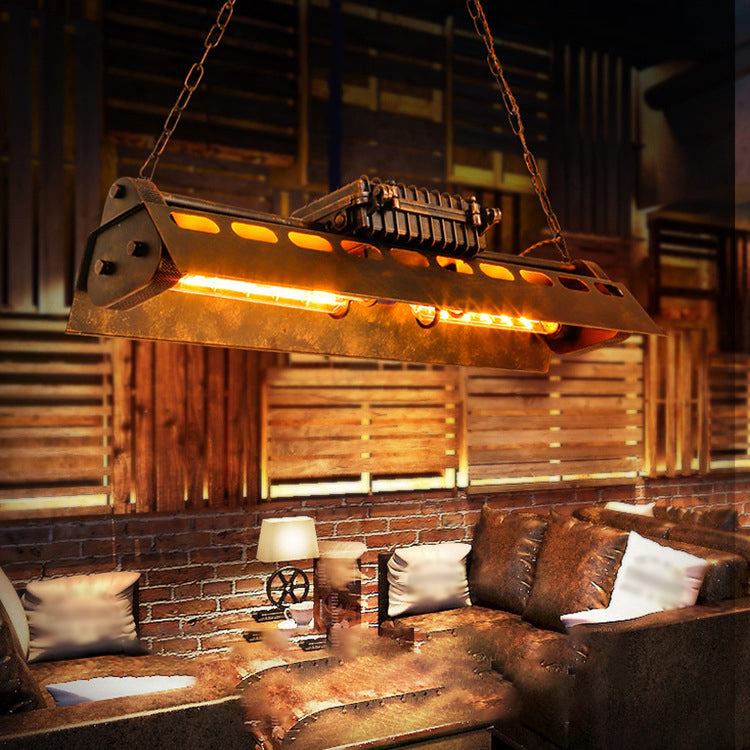 Linear Metal Island Ceiling Light Industrial Dining Room Island Light Fixtures