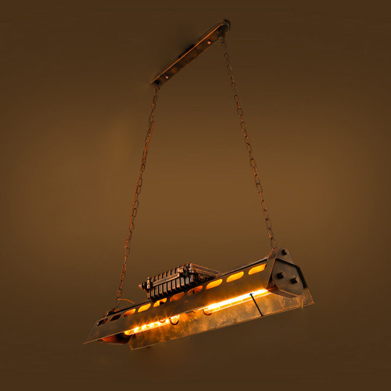 Linear Metal Island Ceiling Light Industrial Dining Room Island Light Fixtures