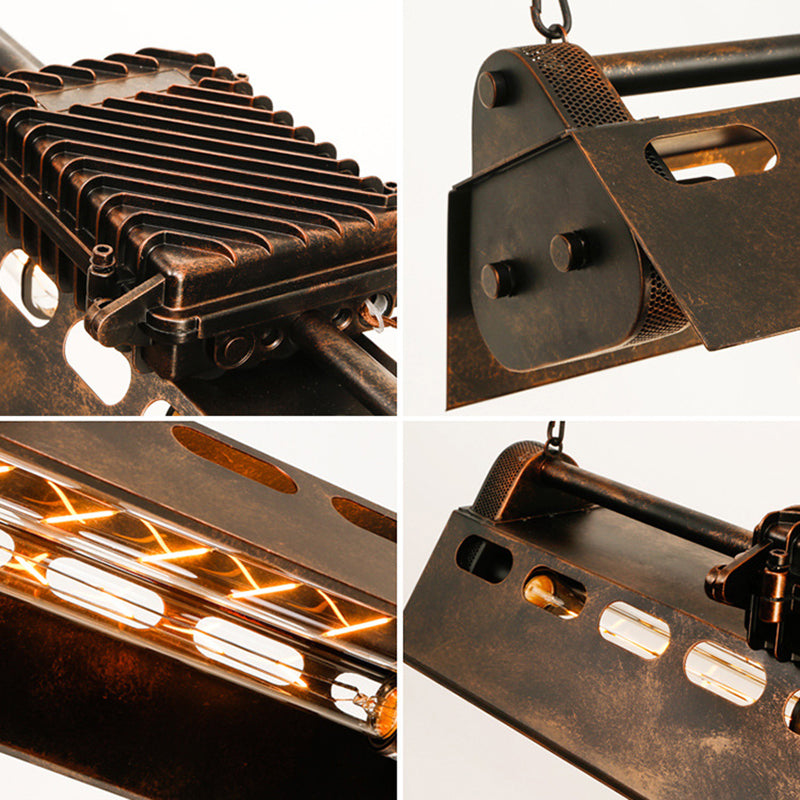 Linear Metal Island Ceiling Light Industrial Dining Room Island Light Fixtures