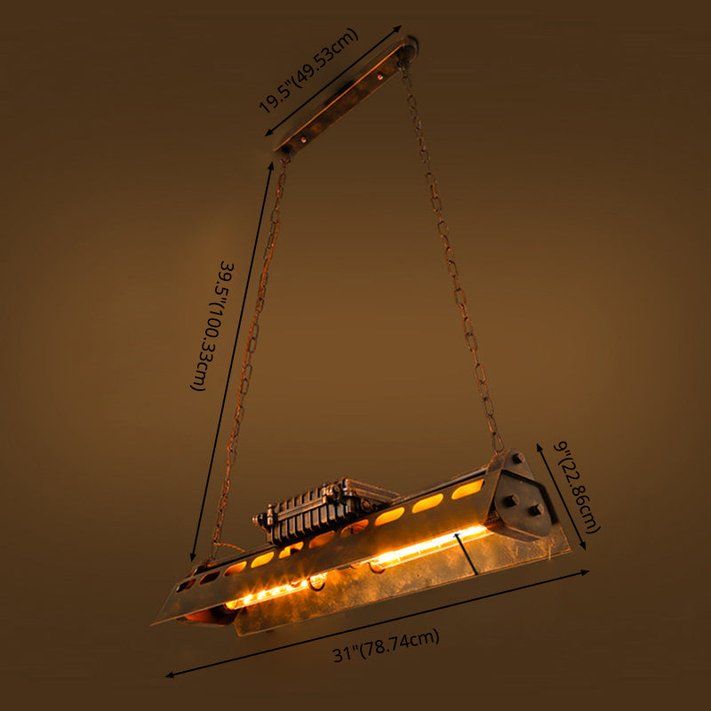 Linear Metal Island Ceiling Light Industrial Dining Room Island Light Fixtures