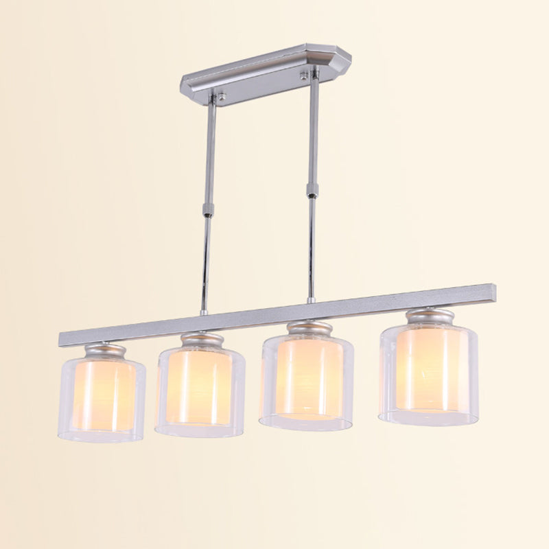 Cilíndrico de techo de la isla de vidrio lámparas de comedor industrial lámparas de la isla