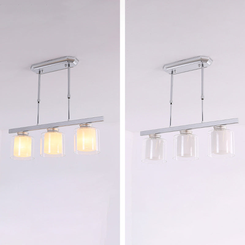Cilíndrico de techo de la isla de vidrio lámparas de comedor industrial lámparas de la isla